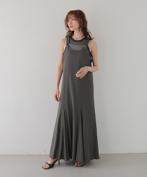 CLEIO（クレイオ）の「【CLEIO】リブテレコサロペットワンピース RIB TELECO SALOPETTE ONE-PIECE（ワンピース・レディース・ホワイト/チャコールグレー・SMALL/MEDIUM）」の12枚目の写真