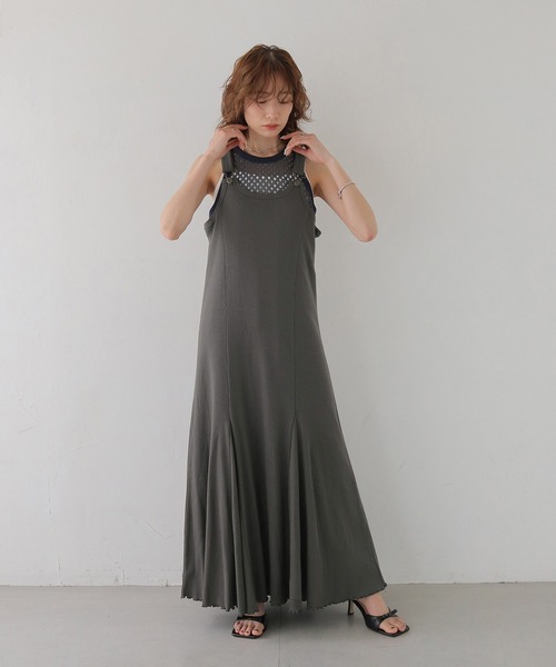CLEIO（クレイオ）の「【CLEIO】リブテレコサロペットワンピース RIB TELECO SALOPETTE ONE-PIECE（ワンピース・レディース・ホワイト/チャコールグレー・SMALL/MEDIUM）」の13枚目の写真