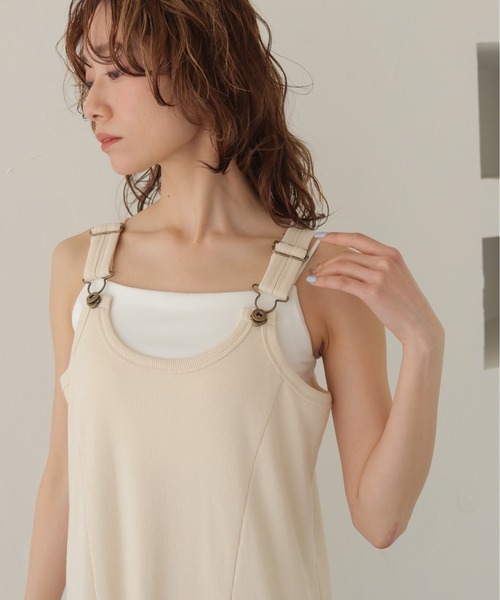 CLEIO（クレイオ）の「【CLEIO】リブテレコサロペットワンピース RIB TELECO SALOPETTE ONE-PIECE（ワンピース・レディース・ホワイト/チャコールグレー・SMALL/MEDIUM）」の7枚目の写真