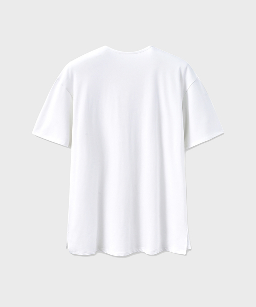 NOIRER(ノイア)の「シルキーブレンドUネックハーフTシャツ(ホワイト)(Tシャツ/カットソー・メンズ・その他・48/50/52)」の3枚目の写真