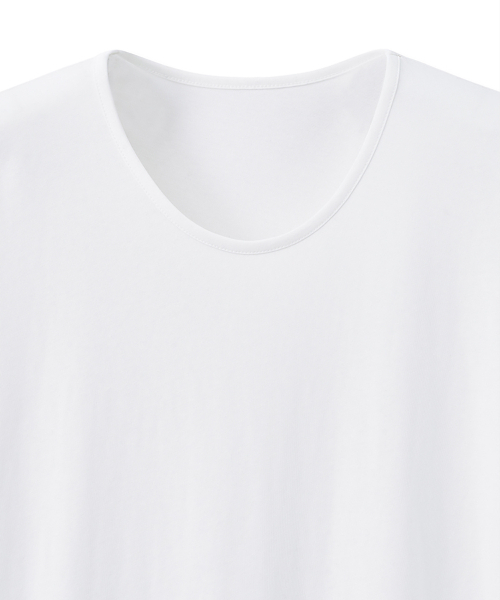 NOIRER(ノイア)の「シルキーブレンドUネックハーフTシャツ(ホワイト)(Tシャツ/カットソー・メンズ・その他・48/50/52)」の4枚目の写真