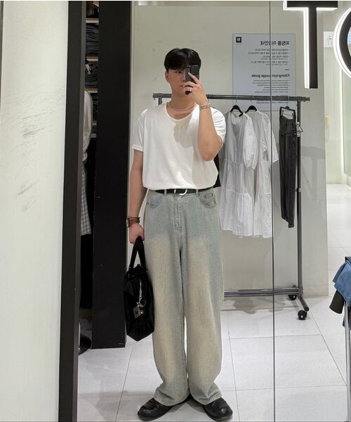 NOIRER(ノイア)の「シルキーブレンドUネックハーフTシャツ(ホワイト)(Tシャツ/カットソー・メンズ・その他・48/50/52)」の6枚目の写真