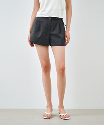 [ベルトSET] クラシックツーピンタックショートパンツチャコール MDPT079CHARCOAL