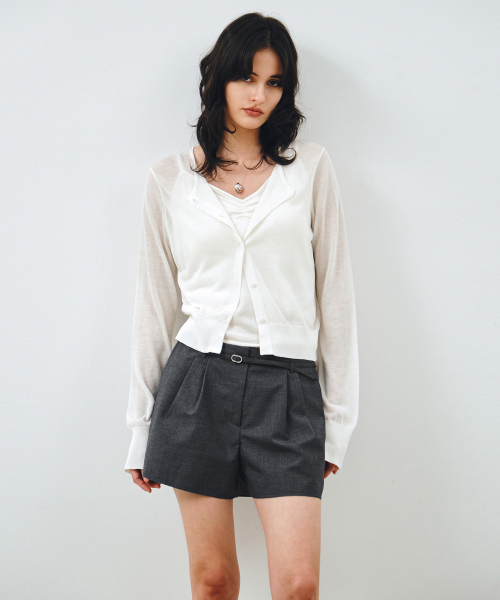 MONGDOL（モンドル）の「[ベルトSET] クラシックツーピンタックショートパンツチャコール MDPT079CHARCOAL（その他パンツ・レディース・その他・SMALL/MEDIUM）」の2枚目の写真