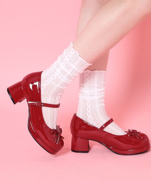 cs T&P（シーエスティーアンドピー）の「小リボンダブルパンプス（パンプス・レディース・レッド系3/パープル系2/アイボリー系1/ブラック系1・S/M/L/LL）」の11枚目の写真