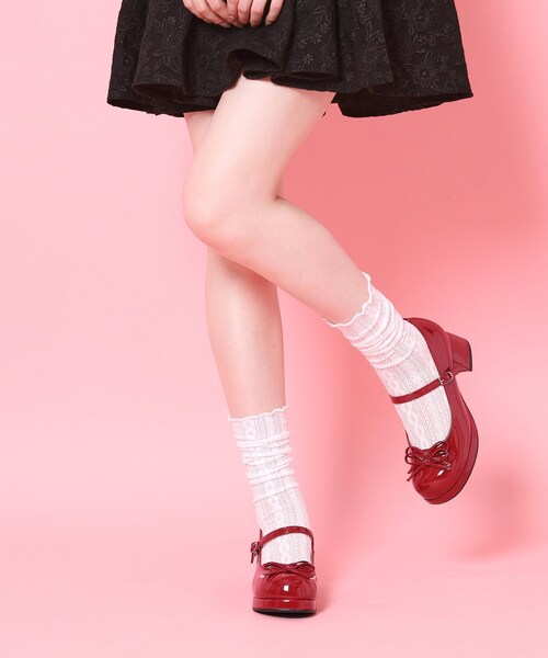 cs T&P（シーエスティーアンドピー）の「小リボンダブルパンプス（パンプス・レディース・レッド系3/パープル系2/アイボリー系1/ブラック系1・S/M/L/LL）」の12枚目の写真