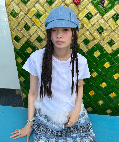 TYPESERVICE（タイプサービス）の「Mesh Layered Shirring Ruffle Top [White]（Tシャツ/カットソー・レディース・その他・FREE）」の5枚目の写真