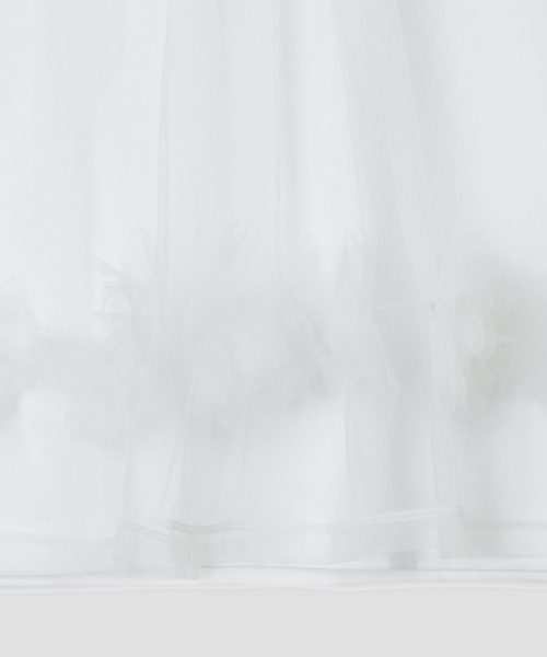 TYPESERVICE（タイプサービス）の「Mesh Layered Shirring Ruffle Top [White]（Tシャツ/カットソー・レディース・その他・FREE）」の2枚目の写真