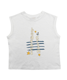 アンカーレタリング 袖なしTシャツ-ホワイト