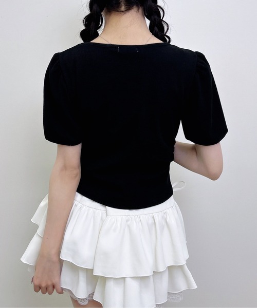 INGNI(イング)の「チェックリボンレイヤード風リブトップス(Tシャツ/カットソー・レディース・ブラック/ライトピンク/オフホワイト・M)」の14枚目の写真