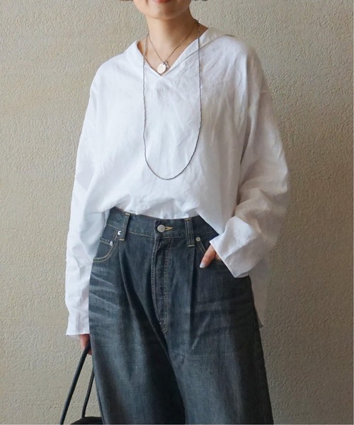 JOURNAL STANDARD LUXE（ジャーナルスタンダード　ラックス）の「ソフトリネン セーラーシャツ（シャツ/ブラウス・レディース・ネイビー/ホワイト/ブラック・FREE）」の2枚目の写真