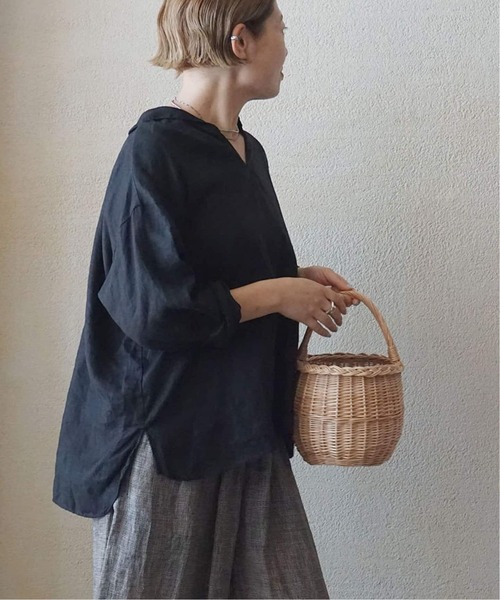 JOURNAL STANDARD LUXE（ジャーナルスタンダード　ラックス）の「ソフトリネン セーラーシャツ（シャツ/ブラウス・レディース・ネイビー/ホワイト/ブラック・FREE）」の11枚目の写真