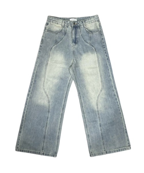 Chikashitsu +（チカシツプラス）の「【Chikashitsu +】wave curved denim pants / 【チカシツプラス】ウェーブカーブデニムパンツ（デニムパンツ・メンズ・ライトブルー・M/S/L）」の11枚目の写真