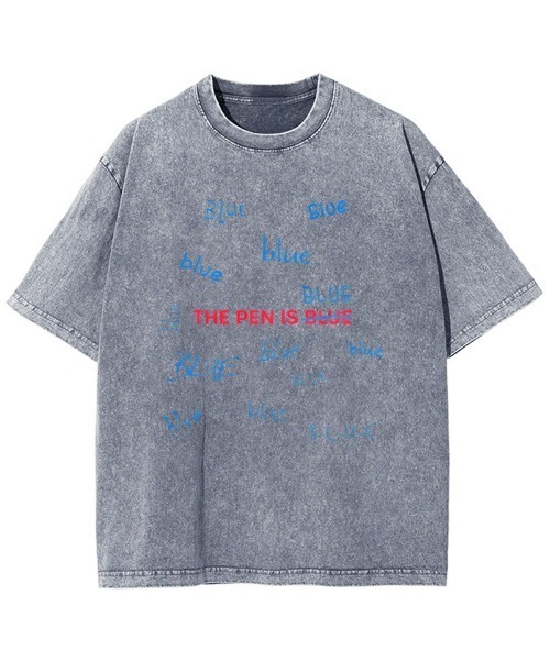 GARAGE MADE（ガレージメイド）の「レディースM～Lサイズ　ユニセックス　ピグメントプリント　BIG　Tシャツ　BLUEBLUEBLUE（Tシャツ/カットソー・レディース・ピンク/グリーン/ブルー/ブラック/グレー/アイボリー・S）」の4枚目の写真