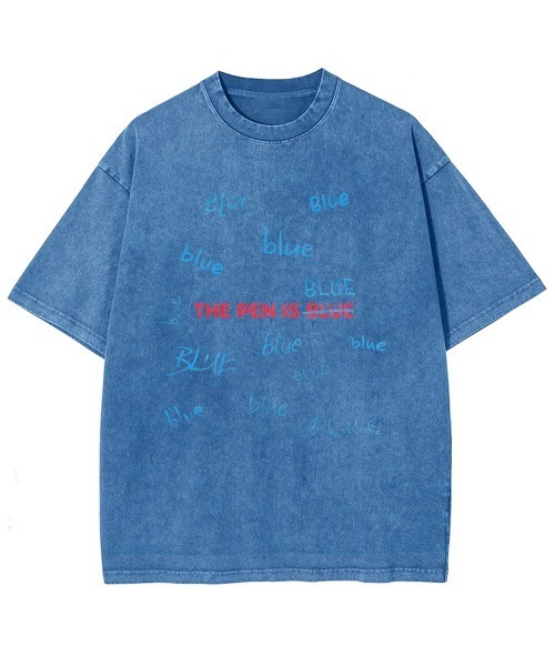 GARAGE MADE（ガレージメイド）の「レディースM～Lサイズ　ユニセックス　ピグメントプリント　BIG　Tシャツ　BLUEBLUEBLUE（Tシャツ/カットソー・レディース・ピンク/グリーン/ブルー/ブラック/グレー/アイボリー・S）」の2枚目の写真