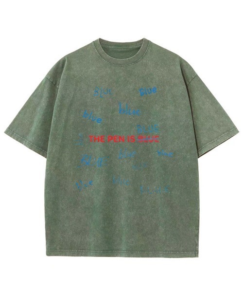 GARAGE MADE（ガレージメイド）の「レディースM～Lサイズ　ユニセックス　ピグメントプリント　BIG　Tシャツ　BLUEBLUEBLUE（Tシャツ/カットソー・レディース・ピンク/グリーン/ブルー/ブラック/グレー/アイボリー・S）」の5枚目の写真