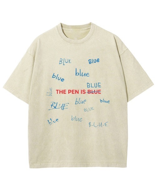 GARAGE MADE（ガレージメイド）の「レディースM～Lサイズ　ユニセックス　ピグメントプリント　BIG　Tシャツ　BLUEBLUEBLUE（Tシャツ/カットソー・レディース・ピンク/グリーン/ブルー/ブラック/グレー/アイボリー・S）」の3枚目の写真