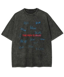 レディースM～Lサイズ　ユニセックス　ピグメントプリント　BIG　Tシャツ　BLUEBLUEBLUE