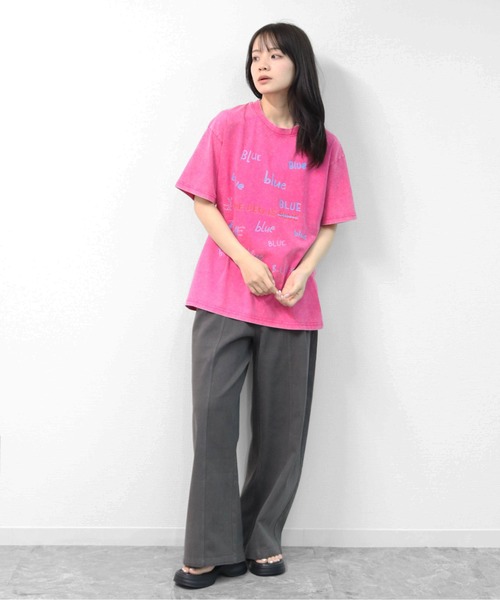 GARAGE MADE（ガレージメイド）の「レディースM～Lサイズ　ユニセックス　ピグメントプリント　BIG　Tシャツ　BLUEBLUEBLUE（Tシャツ/カットソー・レディース・ピンク/グリーン/ブルー/ブラック/グレー/アイボリー・S）」の8枚目の写真