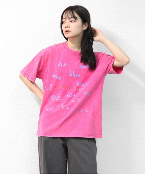 GARAGE MADE（ガレージメイド）の「レディースM～Lサイズ　ユニセックス　ピグメントプリント　BIG　Tシャツ　BLUEBLUEBLUE（Tシャツ/カットソー・レディース・ピンク/グリーン/ブルー/ブラック/グレー/アイボリー・S）」の15枚目の写真