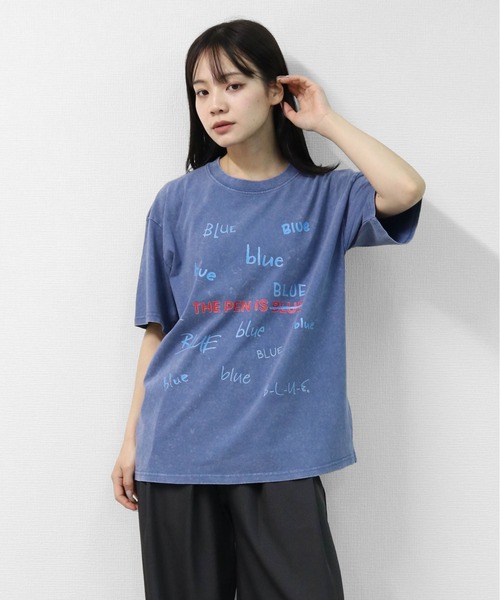 GARAGE MADE（ガレージメイド）の「レディースM～Lサイズ　ユニセックス　ピグメントプリント　BIG　Tシャツ　BLUEBLUEBLUE（Tシャツ/カットソー・レディース・ピンク/グリーン/ブルー/ブラック/グレー/アイボリー・S）」の11枚目の写真