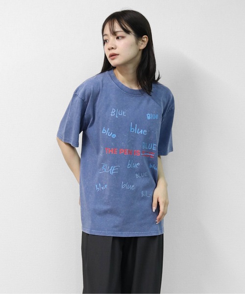 GARAGE MADE（ガレージメイド）の「レディースM～Lサイズ　ユニセックス　ピグメントプリント　BIG　Tシャツ　BLUEBLUEBLUE（Tシャツ/カットソー・レディース・ピンク/グリーン/ブルー/ブラック/グレー/アイボリー・S）」の12枚目の写真