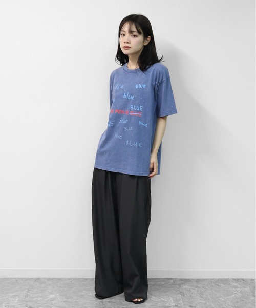 GARAGE MADE（ガレージメイド）の「レディースM～Lサイズ　ユニセックス　ピグメントプリント　BIG　Tシャツ　BLUEBLUEBLUE（Tシャツ/カットソー・レディース・ピンク/グリーン/ブルー/ブラック/グレー/アイボリー・S）」の13枚目の写真