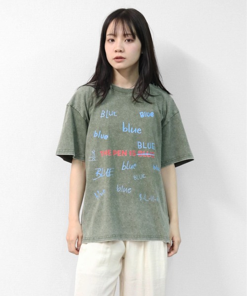 GARAGE MADE（ガレージメイド）の「レディースM～Lサイズ　ユニセックス　ピグメントプリント　BIG　Tシャツ　BLUEBLUEBLUE（Tシャツ/カットソー・レディース・ピンク/グリーン/ブルー/ブラック/グレー/アイボリー・S）」の21枚目の写真