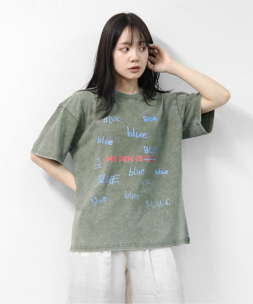 GARAGE MADE（ガレージメイド）の「レディースM～Lサイズ　ユニセックス　ピグメントプリント　BIG　Tシャツ　BLUEBLUEBLUE（Tシャツ/カットソー・レディース・ピンク/グリーン/ブルー/ブラック/グレー/アイボリー・S）」の20枚目の写真