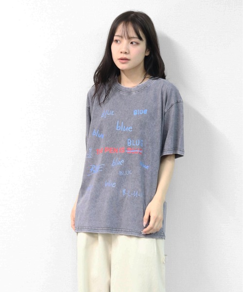 GARAGE MADE（ガレージメイド）の「レディースM～Lサイズ　ユニセックス　ピグメントプリント　BIG　Tシャツ　BLUEBLUEBLUE（Tシャツ/カットソー・レディース・ピンク/グリーン/ブルー/ブラック/グレー/アイボリー・S）」の17枚目の写真