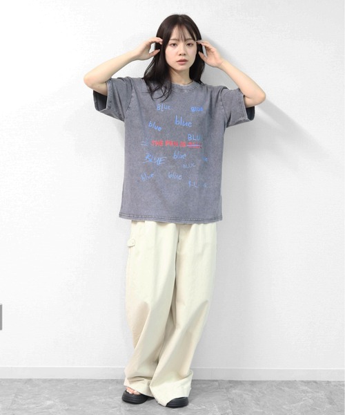 GARAGE MADE（ガレージメイド）の「レディースM～Lサイズ　ユニセックス　ピグメントプリント　BIG　Tシャツ　BLUEBLUEBLUE（Tシャツ/カットソー・レディース・ピンク/グリーン/ブルー/ブラック/グレー/アイボリー・S）」の19枚目の写真