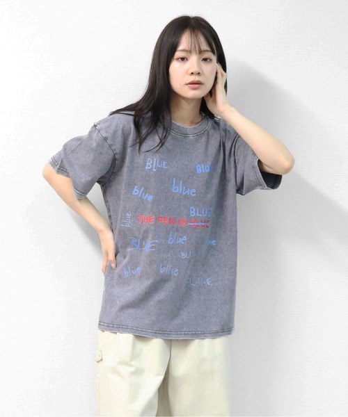 GARAGE MADE（ガレージメイド）の「レディースM～Lサイズ　ユニセックス　ピグメントプリント　BIG　Tシャツ　BLUEBLUEBLUE（Tシャツ/カットソー・レディース・ピンク/グリーン/ブルー/ブラック/グレー/アイボリー・S）」の16枚目の写真