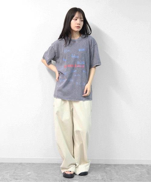 GARAGE MADE（ガレージメイド）の「レディースM～Lサイズ　ユニセックス　ピグメントプリント　BIG　Tシャツ　BLUEBLUEBLUE（Tシャツ/カットソー・レディース・ピンク/グリーン/ブルー/ブラック/グレー/アイボリー・S）」の18枚目の写真