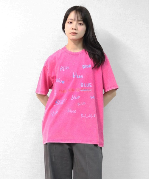 GARAGE MADE（ガレージメイド）の「レディースM～Lサイズ　ユニセックス　ピグメントプリント　BIG　Tシャツ　BLUEBLUEBLUE（Tシャツ/カットソー・レディース・ピンク/グリーン/ブルー/ブラック/グレー/アイボリー・S）」の7枚目の写真