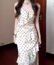 大人ガーリーティアードキャミワンピース