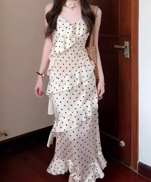 おしゃれスタ（オシャレスタ）の「大人ガーリーティアードキャミワンピース（ワンピース・レディース・ホワイト・XL/S/M/L）」の5枚目の写真