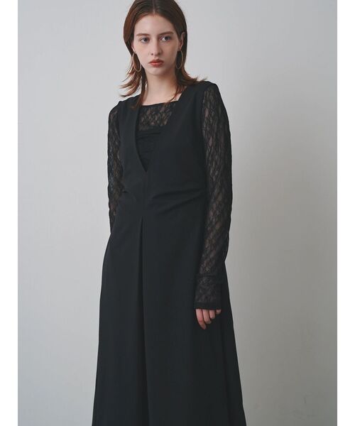 ELENDEEK(エレンディーク)の「V NECK FORM OP(ワンピース・レディース・グレー/ブラック・2/1/FREE)」の12枚目の写真