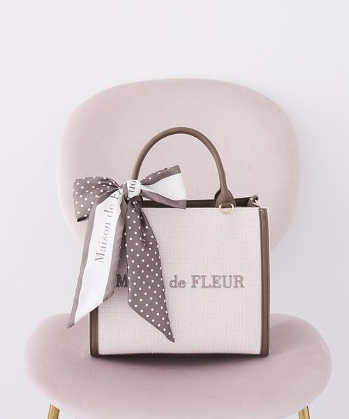 Maison de FLEUR（メゾンドフルール）の「スカーフ付きツイードスクエア2Wayトート（トートバッグ・レディース・ピンク/ブラック・FREE）」の20枚目の写真