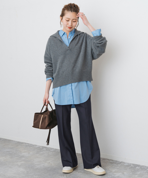 Spick & Span(スピックアンドスパン)の「《セットアップ可 / 追加》ウールブレンドパンツ(スラックス・レディース・ブラウン/ネイビー・34/36/38)」の4枚目の写真