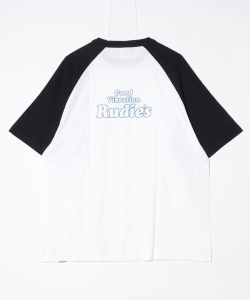 RUDIE'S（ルーディーズ）の「CURVY RAGLAN TEE（Tシャツ/カットソー・メンズ・ホワイト×パープル/ホワイト×ブラック/アッシュグレー・XL/L）」の4枚目の写真