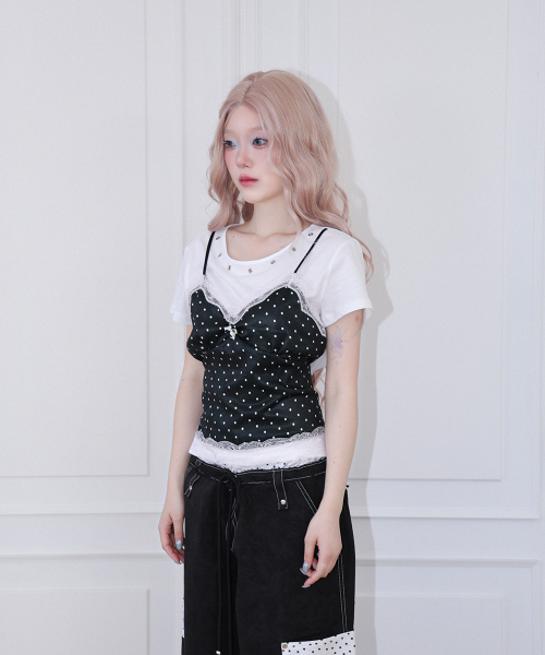 CHERRYQUIRI（チェリーキュリー）の「dot cami layered top - white（Tシャツ/カットソー・レディース・その他・FREE）」の4枚目の写真