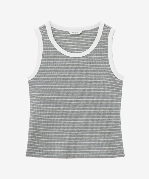 MIND BRIDGE WOMEN（マインドブリッジウーマン）の「[ON][W]ストライプ袖なしトップス - 5カラー（Tシャツ/カットソー・レディース・グレー/ネイビー/スカイブルー/ブラック・55/66）」の12枚目の写真