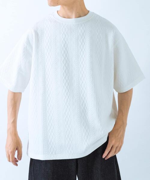 ITEMS URBANRESEARCH(アイテムズ アーバンリサーチ)の「冷感+速乾 ジャカード Tシャツ(Tシャツ/カットソー・メンズ・ネイビー/ホワイト/カーキ・MEDIUM/LARGE)」の2枚目の写真