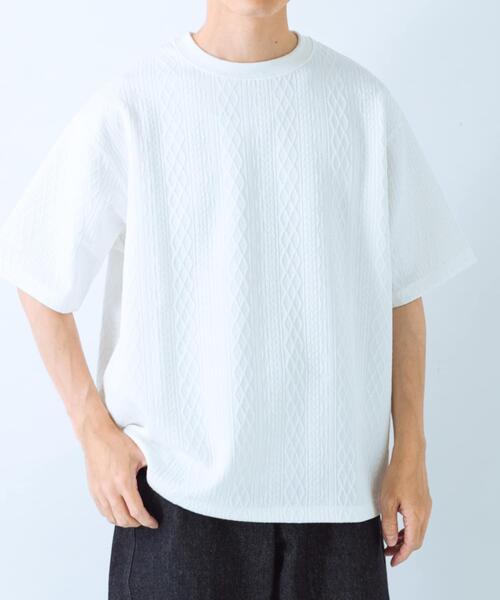 ITEMS URBANRESEARCH(アイテムズ アーバンリサーチ)の「冷感+速乾 ジャカード Tシャツ(Tシャツ/カットソー・メンズ・ネイビー/ホワイト/カーキ・MEDIUM/LARGE)」の17枚目の写真
