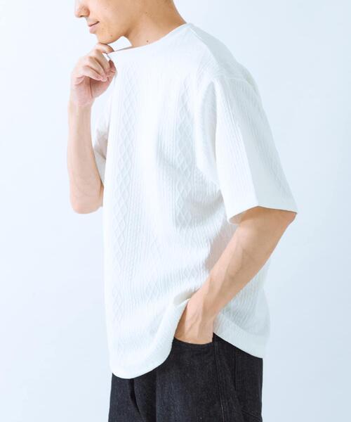 ITEMS URBANRESEARCH(アイテムズ アーバンリサーチ)の「冷感+速乾 ジャカード Tシャツ(Tシャツ/カットソー・メンズ・ネイビー/ホワイト/カーキ・MEDIUM/LARGE)」の18枚目の写真