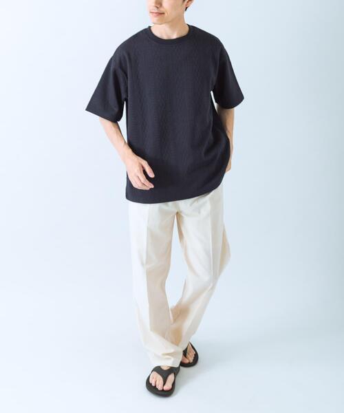 ITEMS URBANRESEARCH(アイテムズ アーバンリサーチ)の「冷感+速乾 ジャカード Tシャツ(Tシャツ/カットソー・メンズ・ネイビー/ホワイト/カーキ・MEDIUM/LARGE)」の6枚目の写真