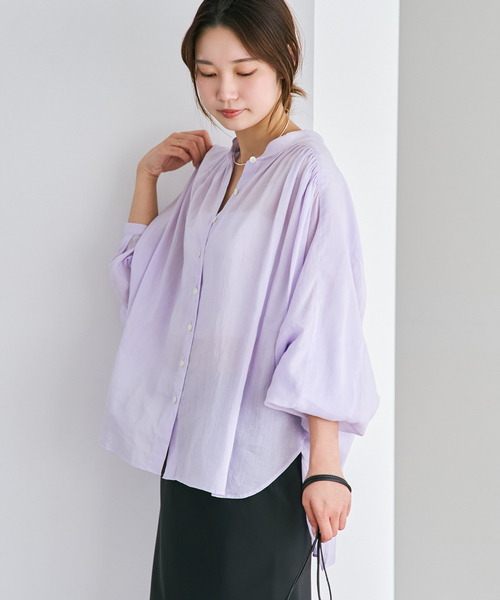 plage(プラージュ)の「Sheer Poncho シャツ(シャツ/ブラウス・レディース・ホワイト/パープル/ブラウン・FREE)」の3枚目の写真