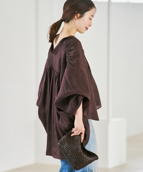 plage(プラージュ)の「Sheer Poncho シャツ(シャツ/ブラウス・レディース・ホワイト/パープル/ブラウン・FREE)」の2枚目の写真