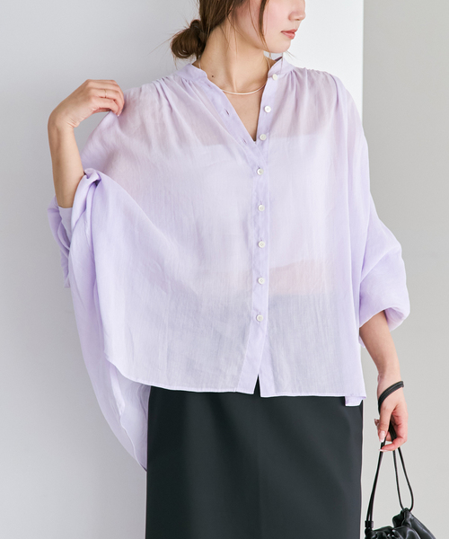 plage(プラージュ)の「Sheer Poncho シャツ(シャツ/ブラウス・レディース・ホワイト/パープル/ブラウン・FREE)」の14枚目の写真