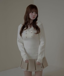 Twin button Elma knit tops/ ツインボタンエルマニットトップス